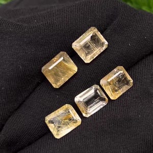 Gouden rutielkwarts edelsteen Topkwaliteit natuurlijke gouden rutielkwarts edelsteen Hoge kwaliteit rechthoekvorm Afmeting 11 x 9 MM 5 st cabochon.