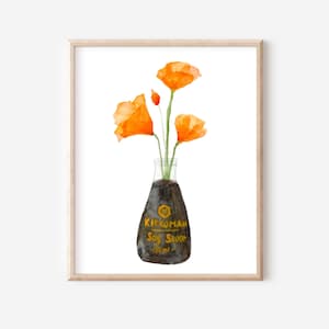 California Poppy in Soy Sauce Art Print | Asian Food Art