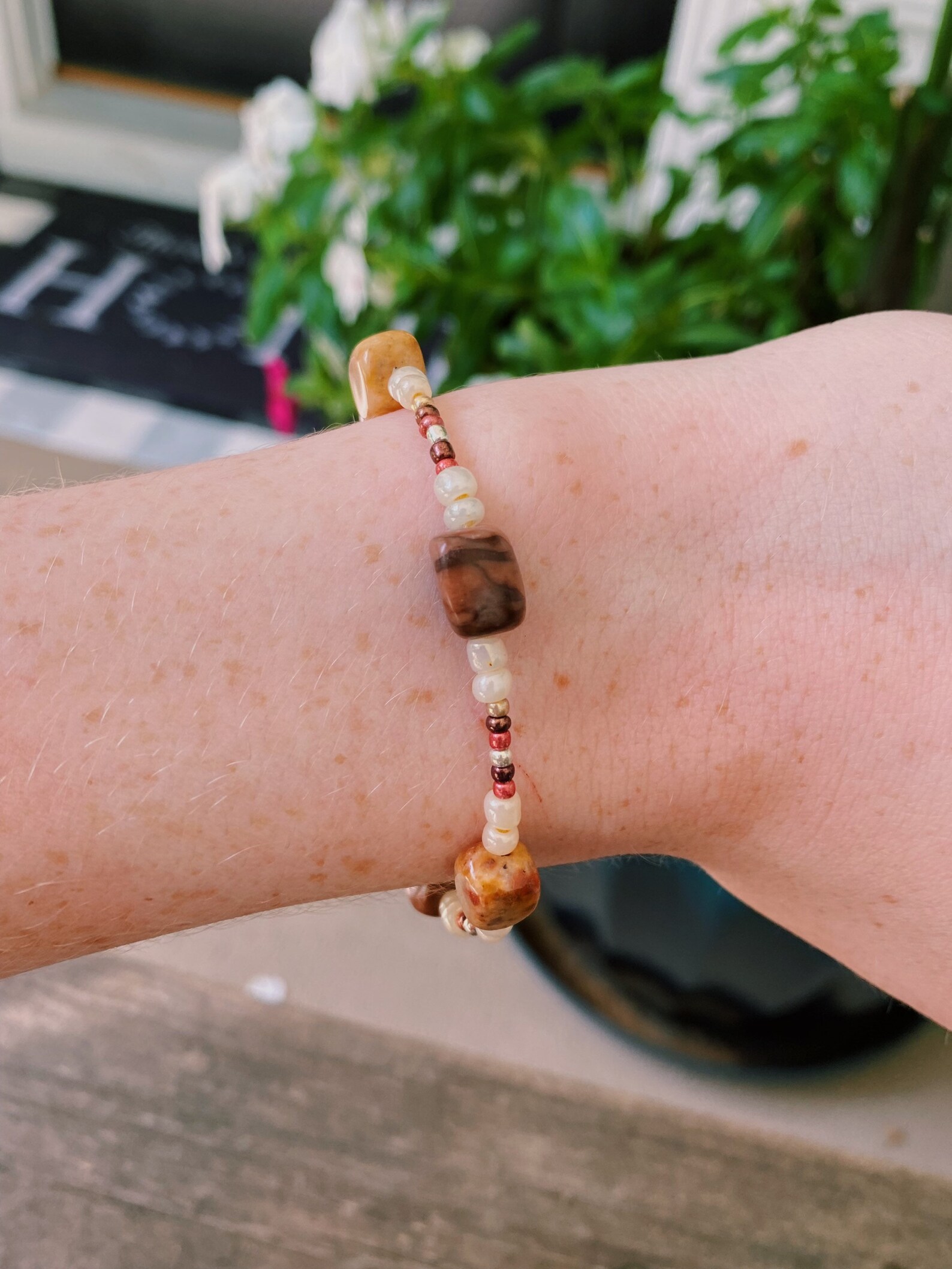 Earthy Brown Beaded Bracelet Etsy