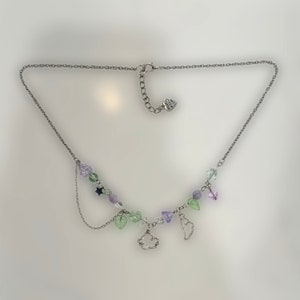 Tasha (Silver Beaded Charm Necklace | Cottagecore Necklace, Fairycore Necklace, Handmade, Cloud, Leaf, Gift Idea)