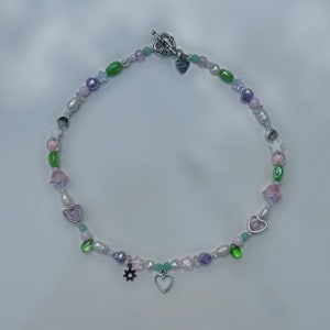 Lyra (Y2K Beaded Necklace | Handmade, Charm, Aesthetic, Kawaii, Softcore, Cottagecore, Gift Idea)