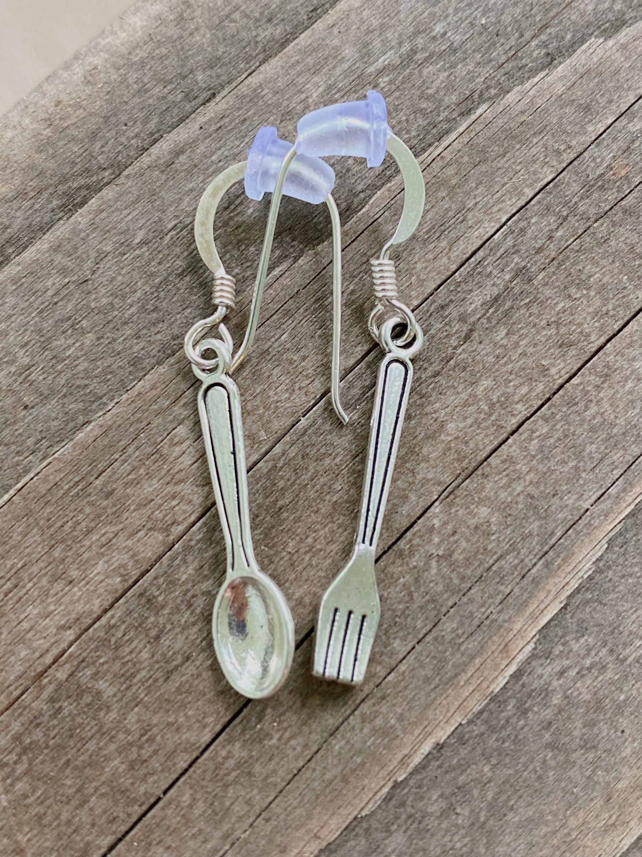 Silver Fork and Spoon Earrings Etsy