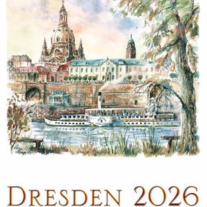Artist Art Calendar about Dresden Watercolors 2026 by Karin Kempe 21 x 32 cm portrait