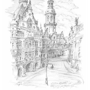 Artist Art Calendar of Dresden Cityscapes Pencil Drawings 2026 by Karin Kempe 21 x 32 cm portrait