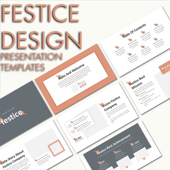 Canva Powerpoint Templates Festice Design Theme Google Slide | Etsy