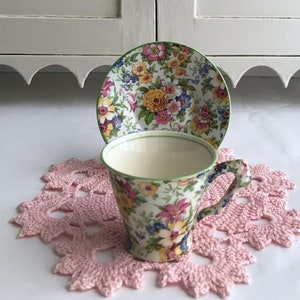 Vintage Art Deco James KENT MILLE FLEURS Chintz Demi Tasse After Dinner Coffee Cup & Saucer
