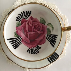 RED ROSE ADDERLEY Vintage Tea Cup & Saucer England Gorgeous!