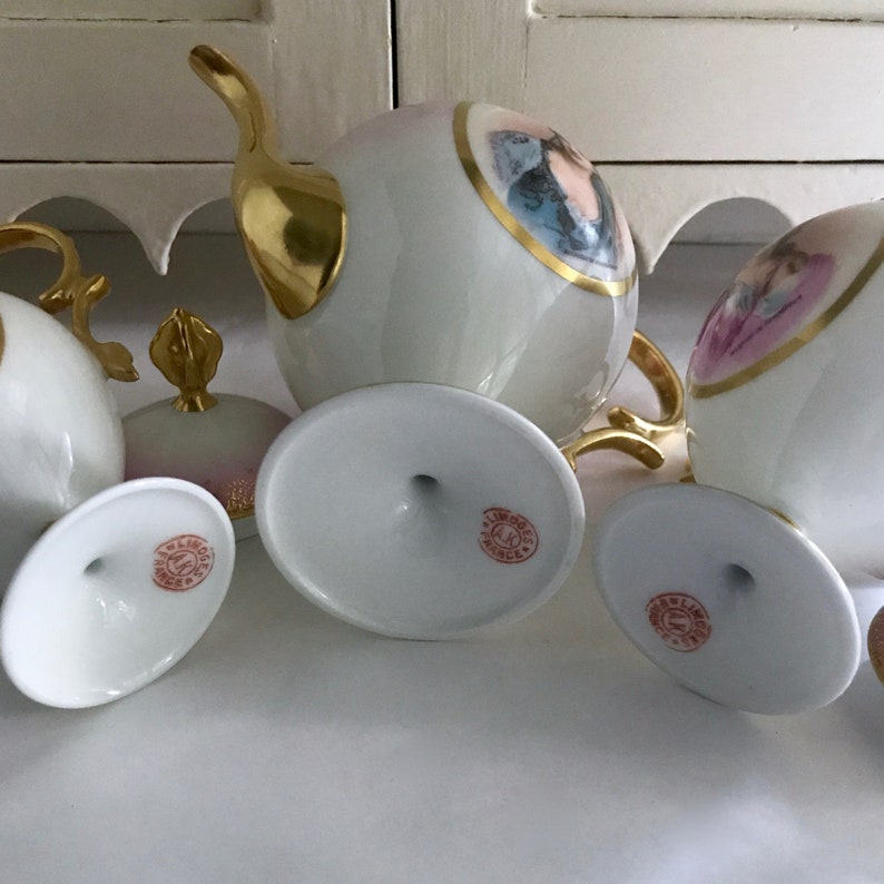 Antique AK Limoges France 18801890 French Portrait Ladies Tea Etsy