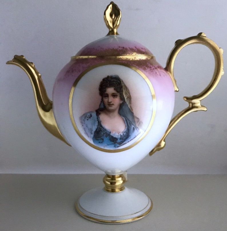 Antique AK Limoges France 18801890 French Portrait Ladies Tea Etsy