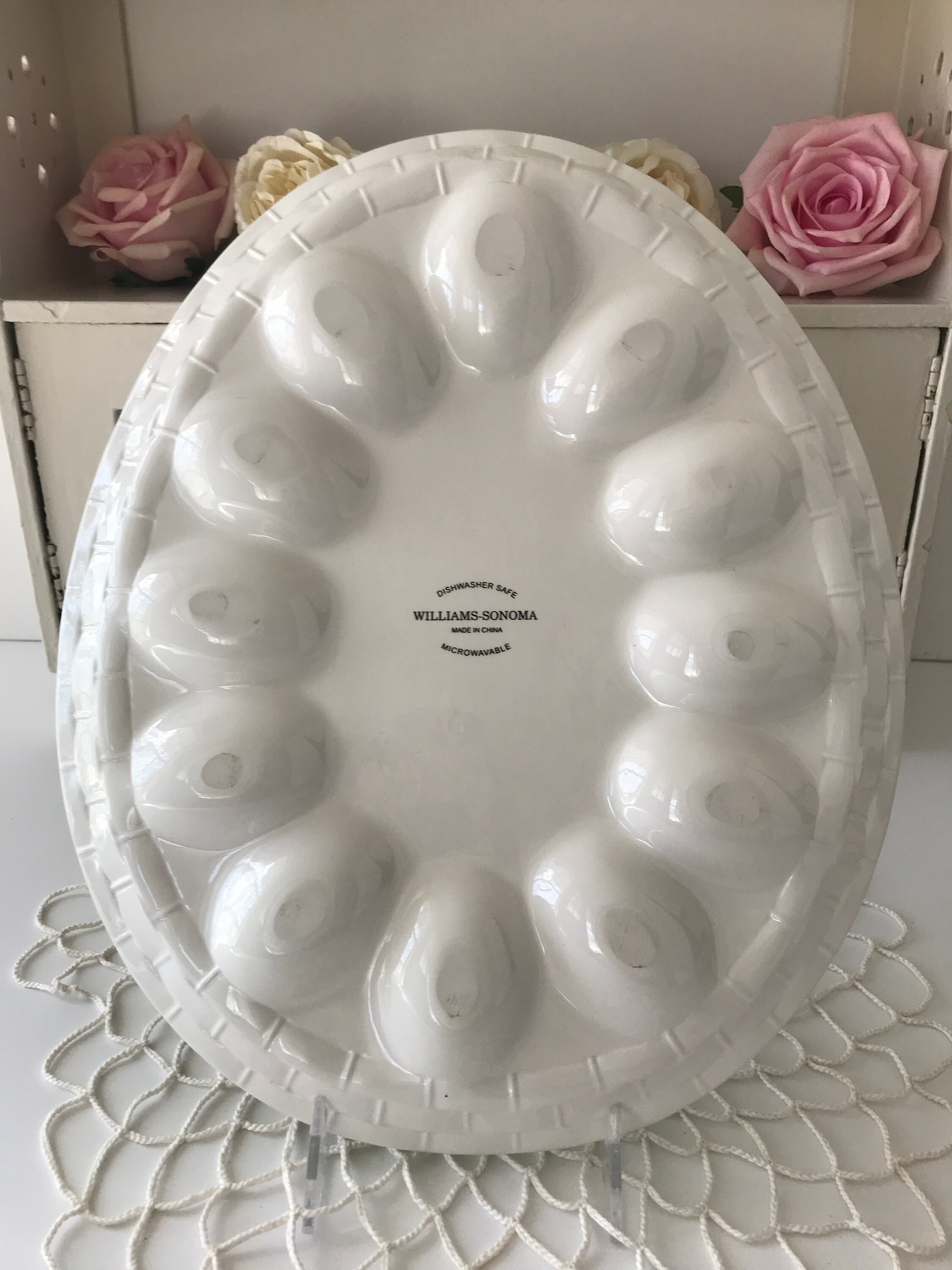 EASTER Egg Shaped Bunny Deviled Eggs Serving Platter Dish Williams