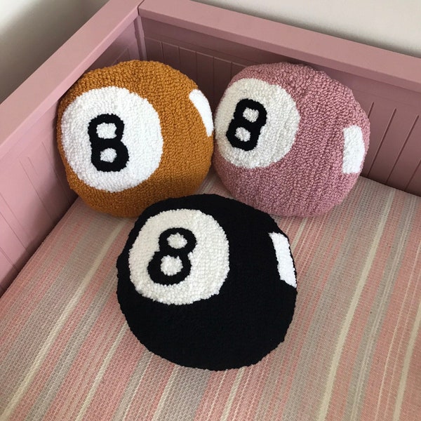 Magic 8 Ball Pillow, Pink 8 Ball Pillow, Tufted Magic Eight Ball Pillow, Punch Needle Pillow, Trendy Pinterest Pillows, Room Decoration