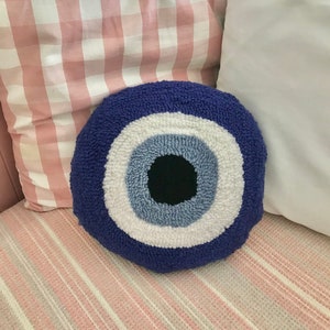 Evil Eye Pillow, Tufted Pillow, Punch Needle Pillow, Evil Eye Decoration