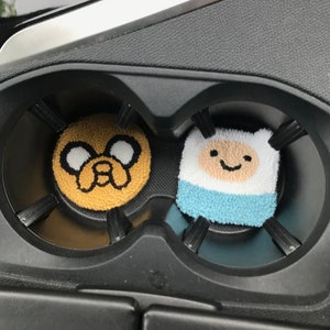 Set of two Punch Needle Car Coaster, Adventure Time Car Coaster, Tufted Coaster, Mug Coaster, Drink Coaster, New Car Gift, Cute Car Decor