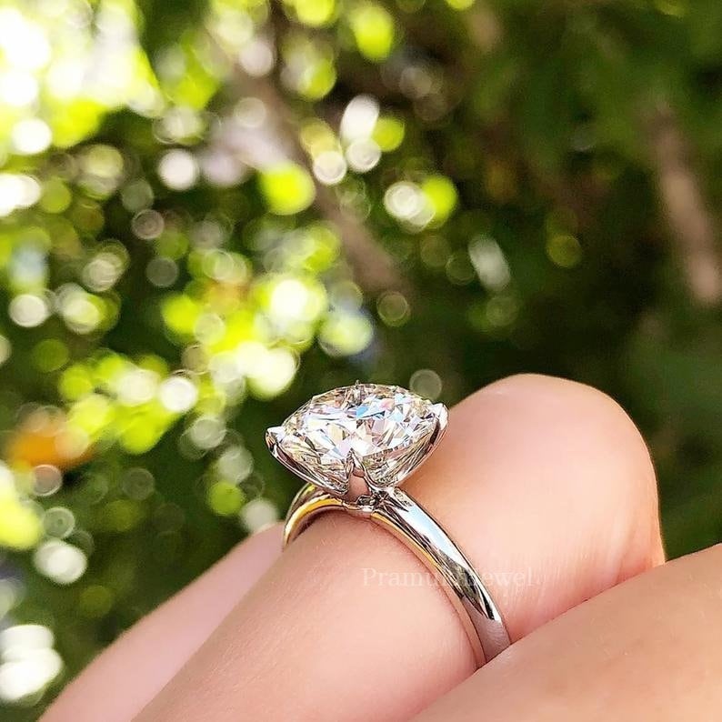 2.80CT Round Moissanite Engagement Ring Wedding Bridal Halo Solitaire Antique Vintage Jewelry Gold Silver Anniversary Promise Gift For Her