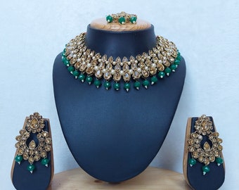 Indian Bollywood Fashion Plaqué Argent Strass Mariage & Fête Jewelry Set Indian Bollywood Fashion Plaqué Argent Strass Mariage & Fête Jewelry Set