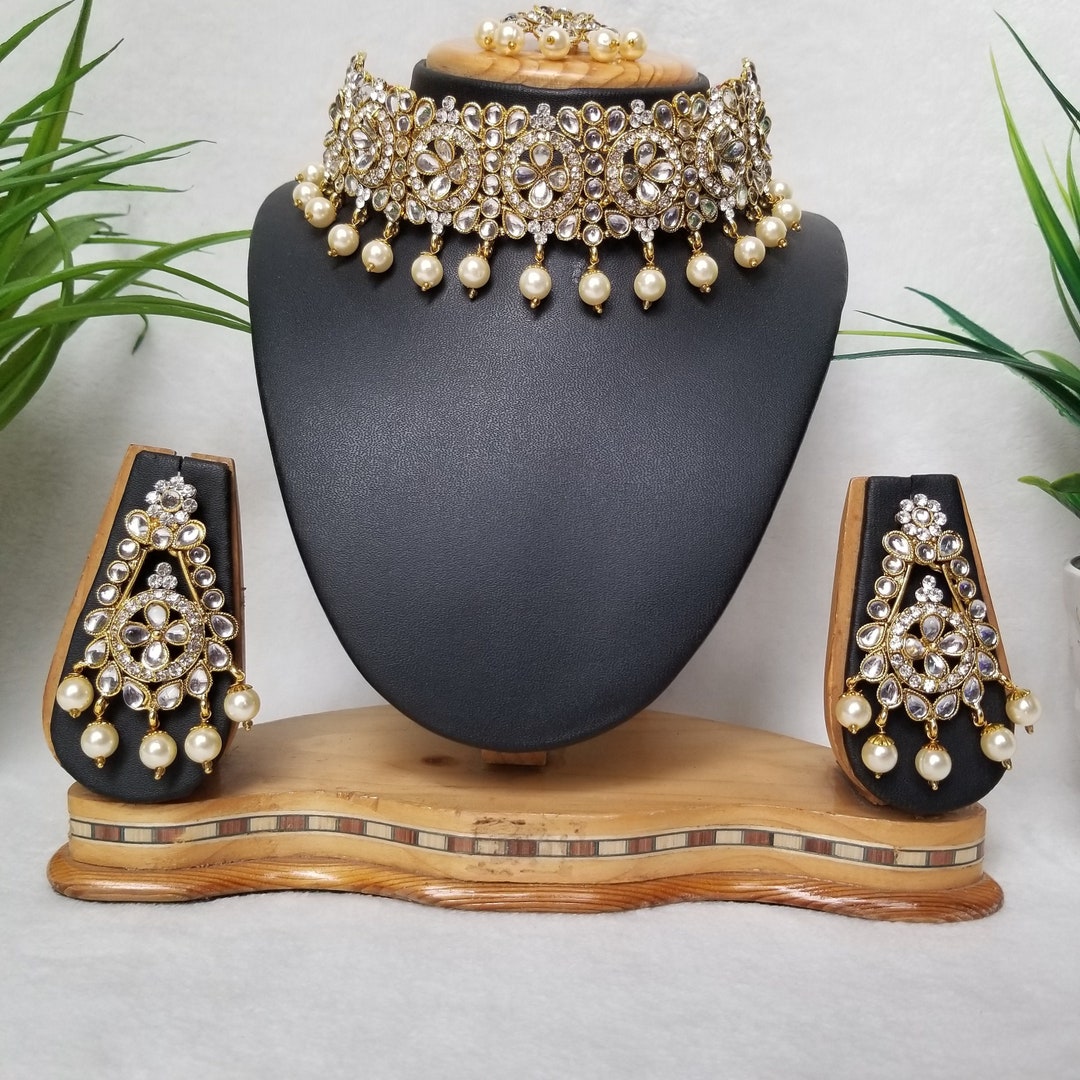 Buy Antique Traditional Oxidized Gold Plated Choker Necklace Set