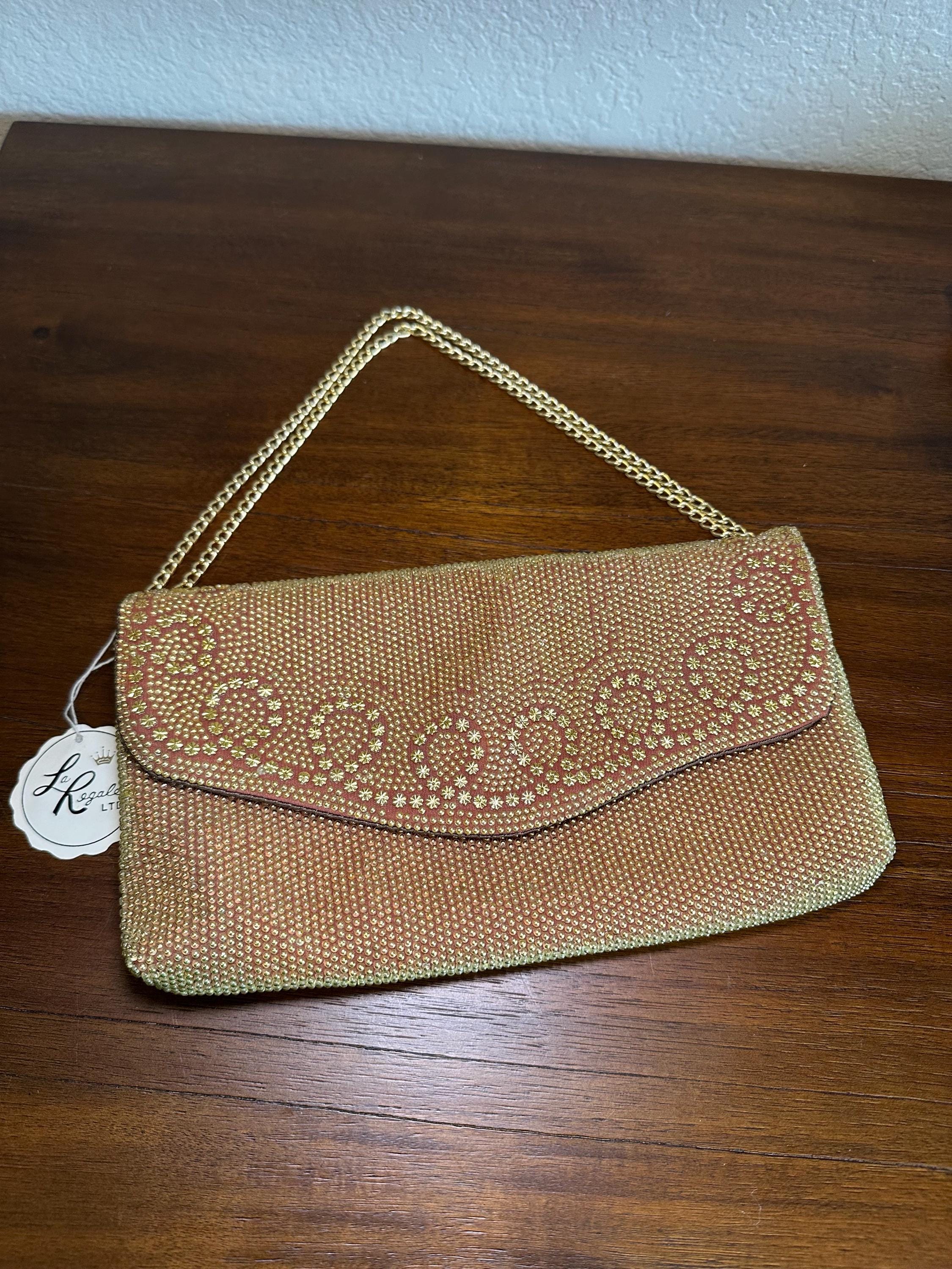 Vintage La Regale Ltd Gold Beaded Purse, Formal Evening Wear  display picture 1