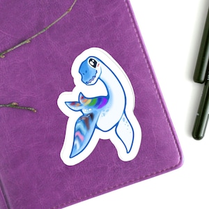 LGBTQ Pride Queer Süßer Chibi Plesiosaur Dinosaurier Dinosaurier Cartoon Aufkleber Pride in STEM großer Vinyl Aufkleber