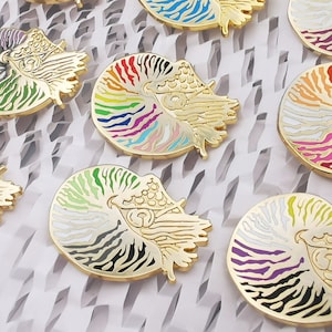 Queerutili - Pride Flag Nautilus Ammonite Paleontology Fossil Enamel Pins