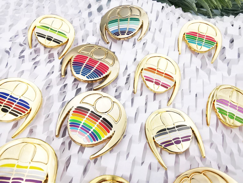 Queerlobites  Pride Flag Trilobite Enamel Pins image 1