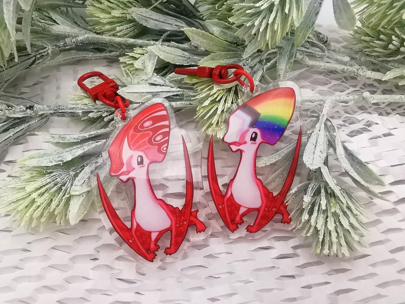 Dinosaur Plesiosaur Pterosaur Prehistoric animal reptile LGBT Pride keychain Pterosaur