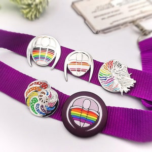 Queerlobites Pride Flag Trilobite Button Pinback Badges Two badges for the listed price image 4