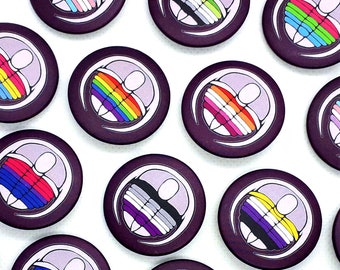 Queerlobites - Pride Flag Trilobite Button Badges