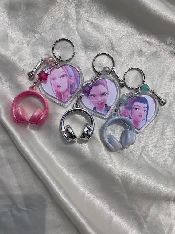 Kpop Demon Hunters Keychain, Huntrix Picture Pendent With Mini
