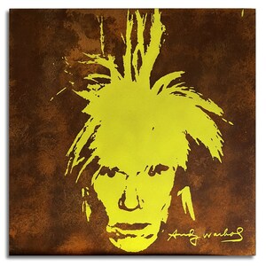 ANDY WARHOL portrait, Rusty painting Pop Art style, Celebrity portrait, Contemporary Art, Famous People, Handmade artwork wall art decor