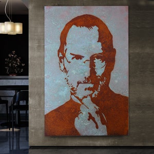 Steve Jobs, Rustieke schilderijen, Rustieke Muur Decor, Steve Jobs canvas, Steve Jobs portret, Motiverende citaten, Steve Jobs poster