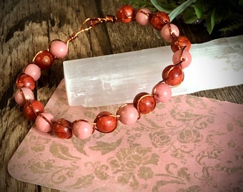 Coral Beads-Wire Braided bracelet!