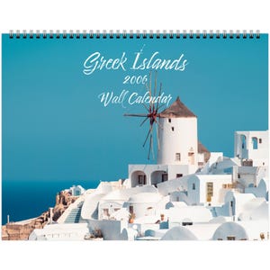 2026 Greek Islands Wall Calendar 8x11 Full Color Photos Eco-Friendly FSC & PEFC Paper Free Shipping
