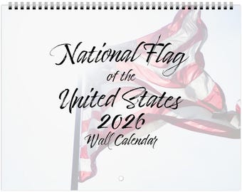 Wandkalender 2026 Amerikaanse vlag 8,5 x 11", 2026 12-maanden wandkalender, 2026 Amerikaanse vlag kalender
