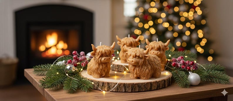 Highland Cow Candles Set of 2 Hand-Poured Soy-Beeswax Blend Scottish Cow Gift Eco-Friendly Free US Shipping image 19