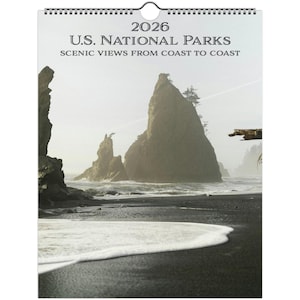 2026 U.S. National Parks Wall Calendar 12-Month Scenic Landscape Photography National Park Days Included U.S. Holidays Nature Lover Gift