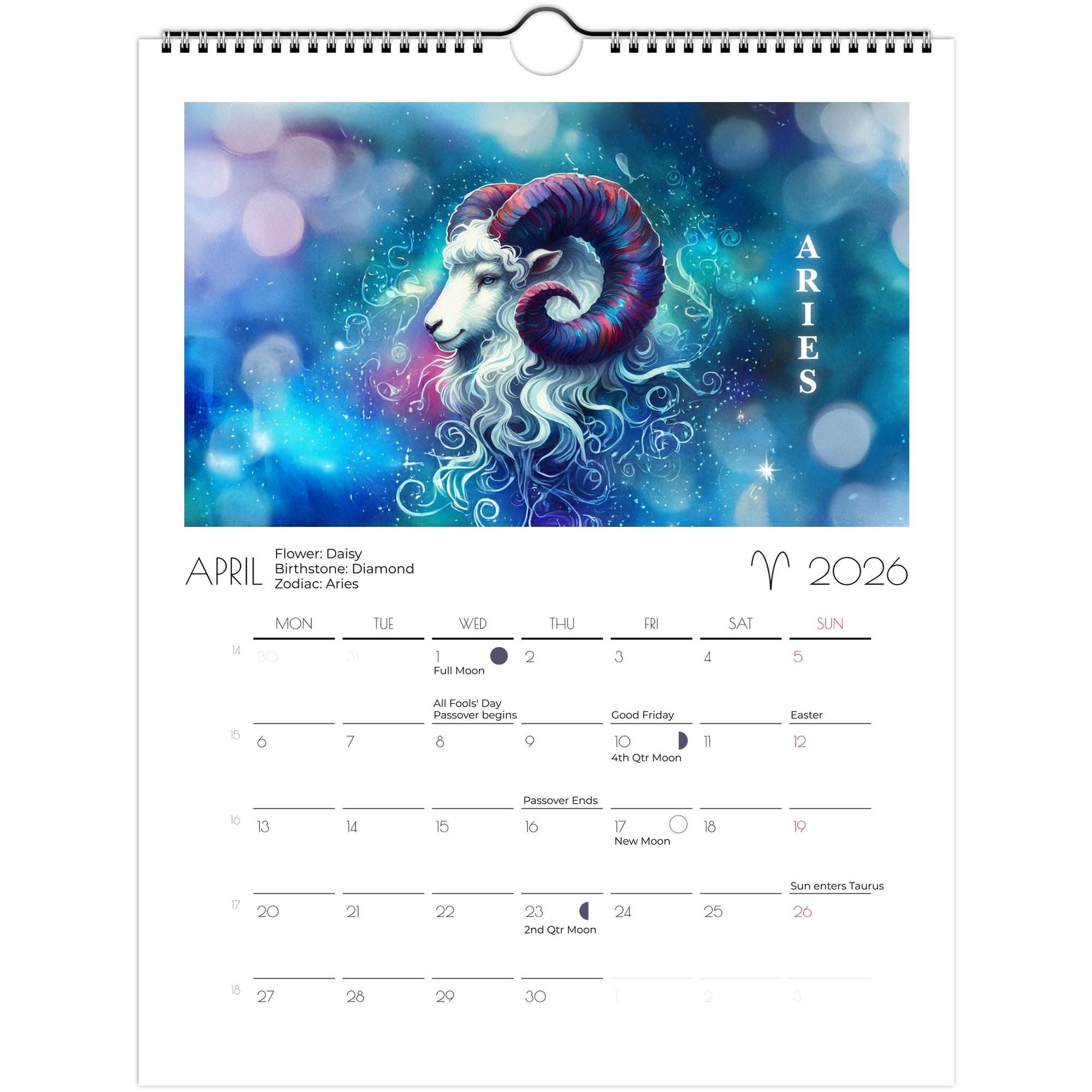 2026 Astrology Wall Calendar Zodiac Planner With Moon Phases - Etsy