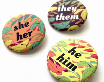 Botanical Pronoun Pins