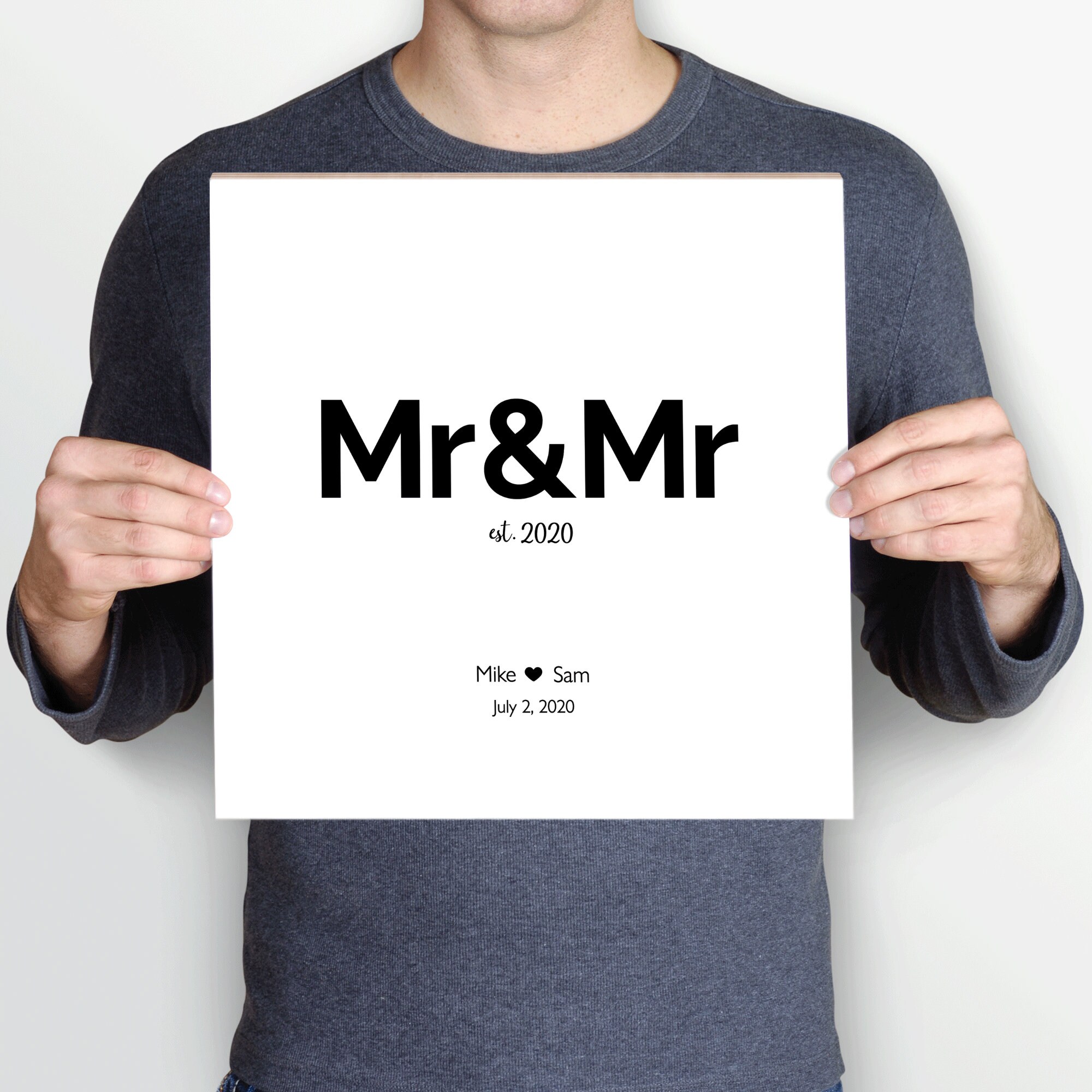 Personalized Mr & Mr Sign with Names and Date Wood sign | Etsy