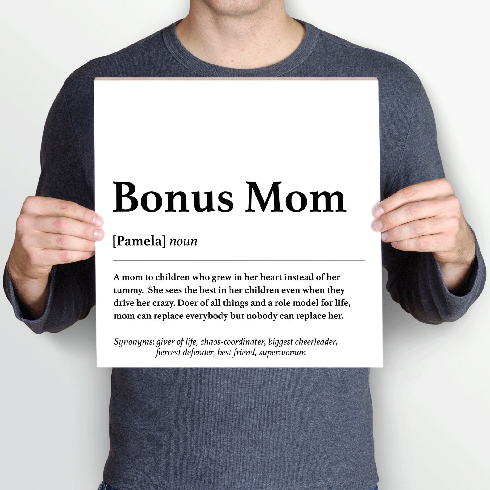 Personalized Bonus Mom Definition Wood Sign Custom Meaning Etsy