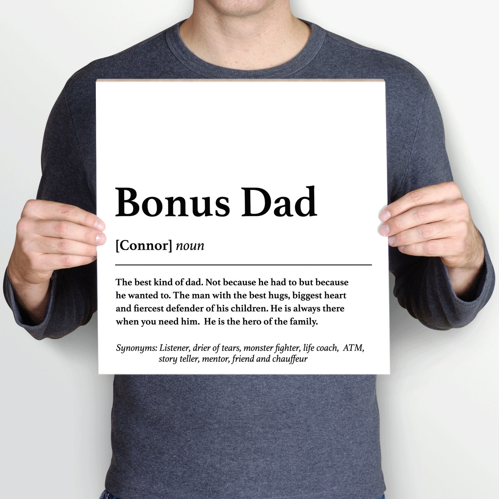 Personalized Bonus Dad Definition Wood Sign Custom Meaning Etsy UK