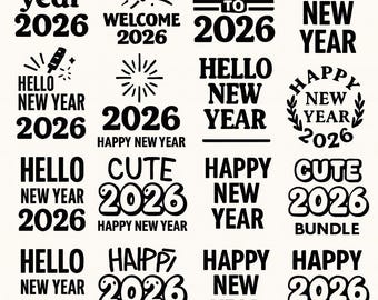 Happy New Year 2026 SVG Bundle | Party Decor Cricut Cut Files