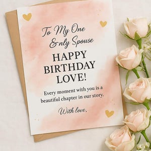 Carte d'anniversaire romantique pour conjoint | Carte d'amour numérique pour mari et femme | Élégant cadeau d'anniversaire aquarelle