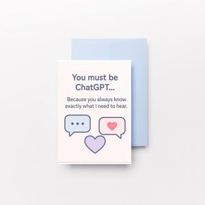Divertente biglietto d'amore con intelligenza artificiale / Biglietto d'amore ChatGPT / Download digitale A4 stampabile / Regalo di anniversario tecnologico / Simpatico biglietto di San Valentino geek