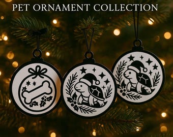 Kerst huisdier ornamenten SVG-bundel | Kerstdecor hond en kat (digitale download)