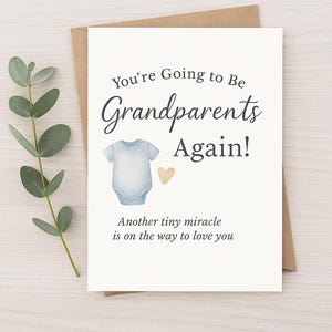 Vous allez être à nouveau grands-parents | Faire-part de grossesse pour grands-parents | Révélation d'un nouveau bébé | Téléchargement numérique | PNG |