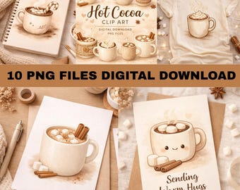 Cocoa Clipart Bundle | 10 Winter Drink PNG Designs (Digital Download)