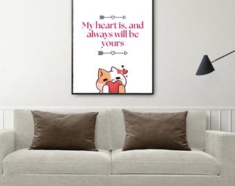 Love Quote Cat Wall Art – Romantic Gift, Home Décor (8x10 Print)