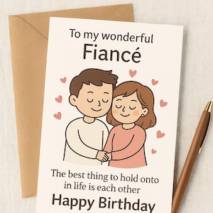 Tarjeta de cumpleaños para prometido/a – Tarjeta de amor para pareja – Regalo romántico imprimible – Tarjeta de feliz cumpleaños para él o ella – Descarga digital