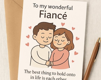 Tarjeta de cumpleaños para prometido, romántica, de pareja, de amor, descarga digital, imprimible