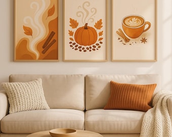 Pumpkin Spice Latte Art Print: gezellig herfst keukendecor (digitale download)